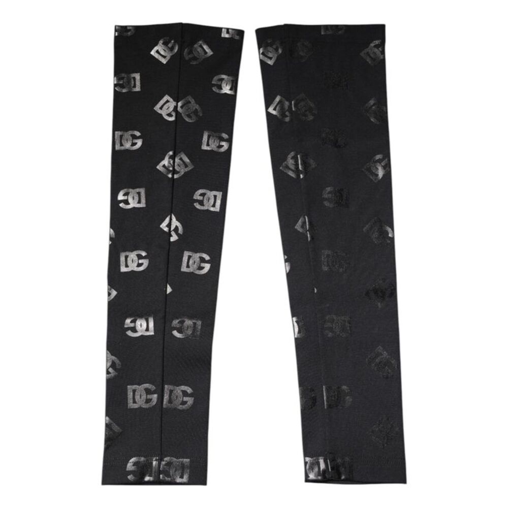 Dolce & Gabbana Arm Warmers Logo Print Women Black Gloves